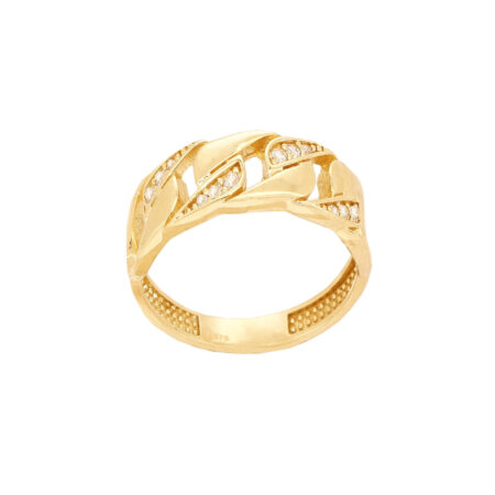 Δαχτυλίδι Αλυσίδα Χρυσό 9Κ Με Ζιργκόν Πέτρες