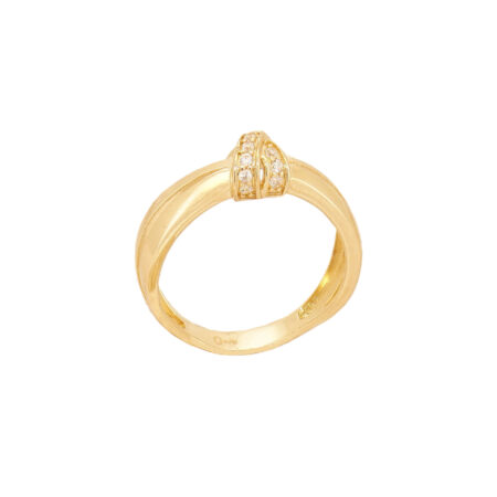 Δαχτυλίδι Διπλό Χρυσό 9Κ Με Ζιργκόν Πέτρες