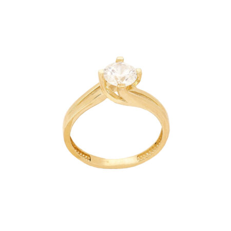 Δαχτυλίδι Μονόπετρο Φλόγα Χρυσό 9Κ