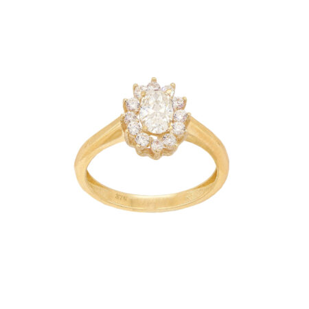 Δαχτυλίδι Με Οβάλ Ροζέτα Σε Χρυσό 9Κ