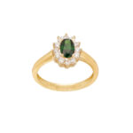 Δαχτυλίδι Οβάλ Ροζέτα Με Πράσινη Πέτρα Σε Χρυσό 9Κ