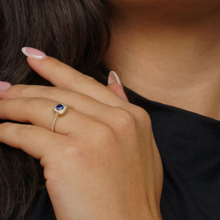 Δαχτυλίδι Ροζέτα Με Μπλε Πέτρα Σε Χρυσό 9 Καράτια