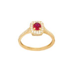 Δαχτυλίδι Ροζέτα Με Κόκκινη Πέτρα Σε Χρυσό 9Κ