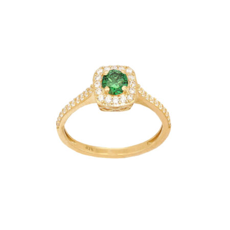 Δαχτυλίδι Ροζέτα Με Πράσινη Πέτρα Σε Χρυσό 9Κ