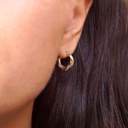 Δίχρωμα Χρυσά Κρικάκια Στριφτά 9 Καρατίων