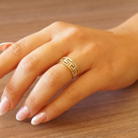 Μαίανδρος Δαχτυλίδι Με Ζιργκόν Πέτρες Σε Χρυσό 9 Καράτια