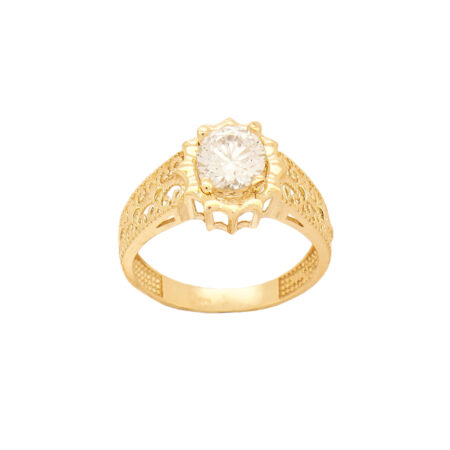 Μονόπετρο Χρυσό 9Κ Με Ζιργκόν Και Διαμαντάρισμα