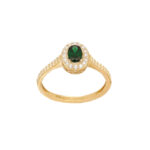 Ροζέτα Δαχτυλίδι Με Πράσινη Πέτρα Σε Χρυσό 9Κ