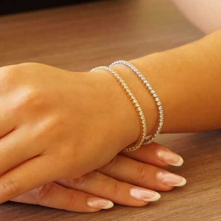 Βραχιόλι Λευκόχρυση Ριβιέρα 9 Καράτια Με Ζιργκόν Πέτρες