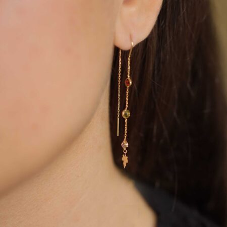 Χρυσά Κρεμαστά Σκουλαρίκια Αλυσίδα 14 Καράτια