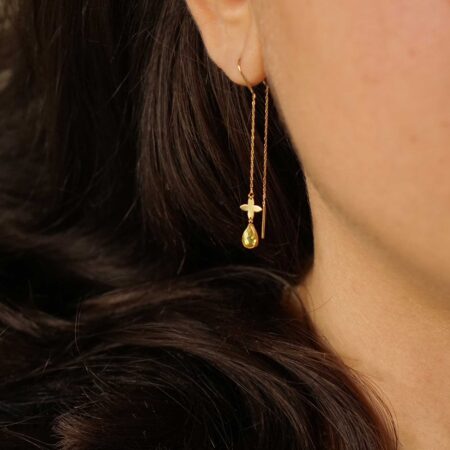 Χρυσά Σκουλαρίκια Κρεμαστά Αλυσίδα 14 Καράτια