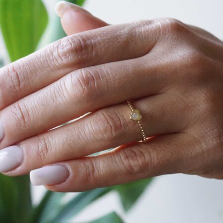 Χρυσό Δαχτυλίδι Με Καρδιά 8 Καράτια Και Ζιργκόν Πέτρα