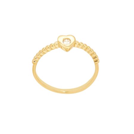Χρυσό Δαχτυλίδι Με Καρδιά 8Κ Και Ζιργκόν Πέτρα