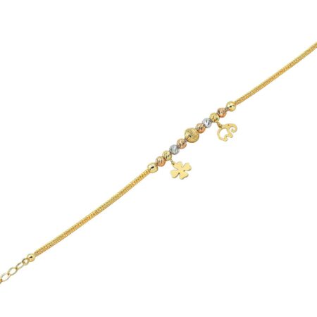 Χρυσό Βραχιόλι Γυναικείο Με Τρίχρωμες Μπίλιες 14Κ