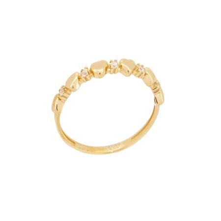 Δαχτυλίδι Με Καρδιές Και Πέτρες Ζιργκόν Σε Χρυσό 8Κ