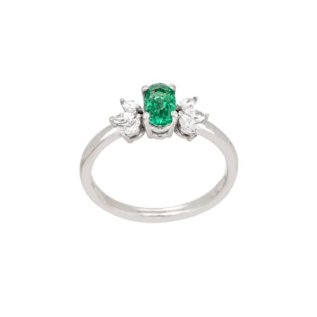 Δαχτυλίδι Με Σμαράγδι Και Διαμάντια 18Κ