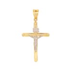 Δίχρωμος Χρυσός Σταυρός Με Τον Εσταυρωμένο 9Κ