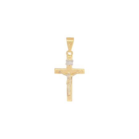 Δίχρωμος Σταυρός Με Τον Εσταυρωμένο Σε Χρυσό 9Κ