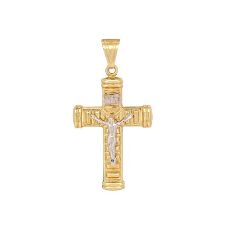 Δίχρωμος Σταυρός Με Τον Εσταυρωμένο Σε Χρυσό 9Κ