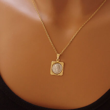 Φυλαχτό Παναγία Σε Δίχρωμο Χρυσό 14 Καράτια