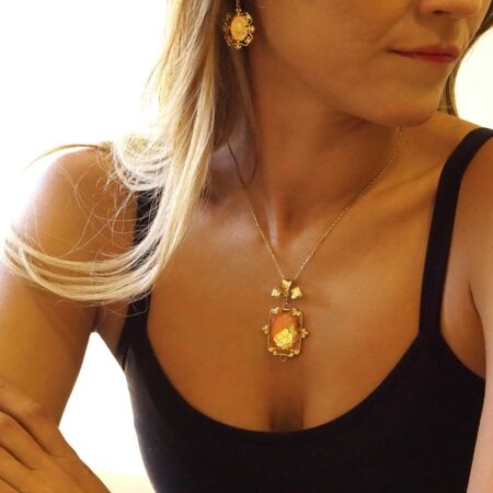 Κρεμαστά Σκουλαρίκια Με Citrine Πέτρα Σε Χρυσό 14 Καράτια