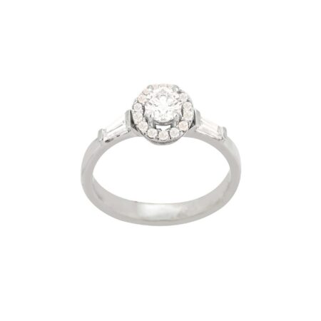 Λευκόχρυσο Δαχτυλίδι Ροζέτα 18Κ