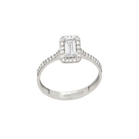 Λευκόχρυσο Δαχτυλίδι Ροζέτα 8Κ