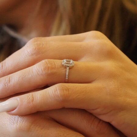 Ροζέτα Δαχτυλίδι Σε Λευκόχρυσο 8 Καράτια