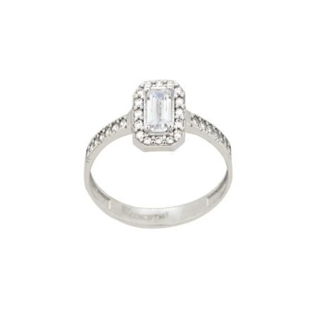 Ροζέτα Δαχτυλίδι Σε Λευκόχρυσο 8Κ