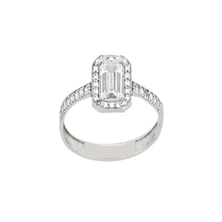 Ροζέτα Δαχτυλίδι Σε Λευκόχρυσο 8Κ