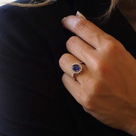 Ροζέτα Δαχτυλίδι Με Ζαφείρι 18 Καράτια