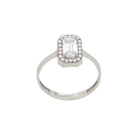 Ροζέτα Λευκόχρυση 8Κ Με Ζιργκόν Πέτρες