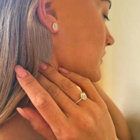 Σκουλαρίκια Καρφωτά Ροζέτα 9Κ