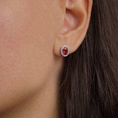 Σκουλαρίκια Καρφωτά Ροζέτα Σε Λευκόχρυσο 9 Καράτια