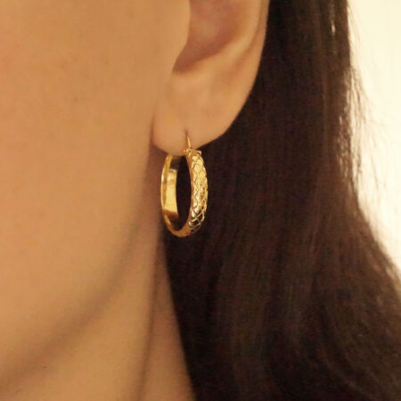 Σκουλαρίκια Κρικάκια Χρυσά Ανάγλυφα 8 Καρατίων