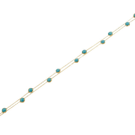 Βραχιόλι Αλυσίδα Με Τιρκουάζ Πέτρες Σε Χρυσό 14Κ