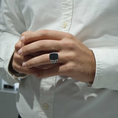 Ανδρικό Δαχτυλίδι Με Μαύρο Όνυχα Σε Ασήμι 925