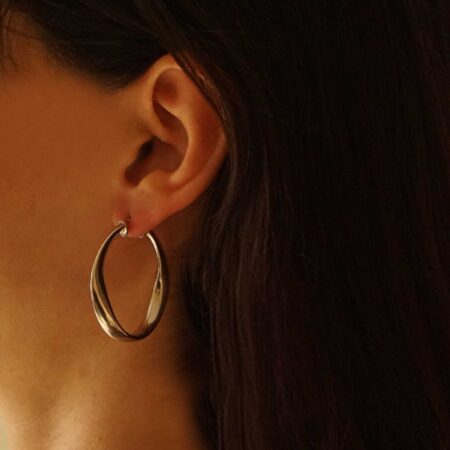 Ασημένιοι Κυματιστοί Κρίκοι Οβάλ 925