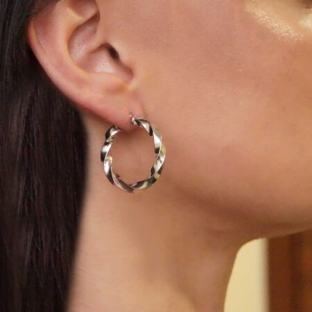 Ασημένιοι Στριφτοί Κρίκοι Ασήμι 925