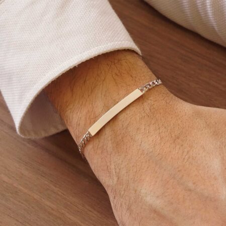 Ασημένια unisex ταυτότητα με gourmet αλυσίδα