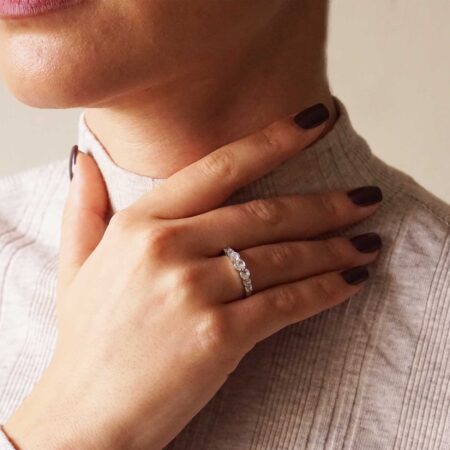 Ασημένιο Δαχτυλίδι Σειρέ 925 Με Λευκές Ζιργκόν Πέτρες