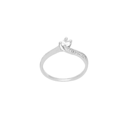 Ασημένιο Μονόπετρο Φλόγα 925 Με Ζιργκόν