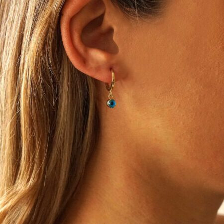 Χρυσά Σκουλαρίκια Κρίκοι 14 Καράτια Με Ματάκι