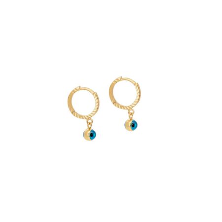 Χρυσά Σκουλαρίκια Κρίκοι 14Κ Με Ματάκι