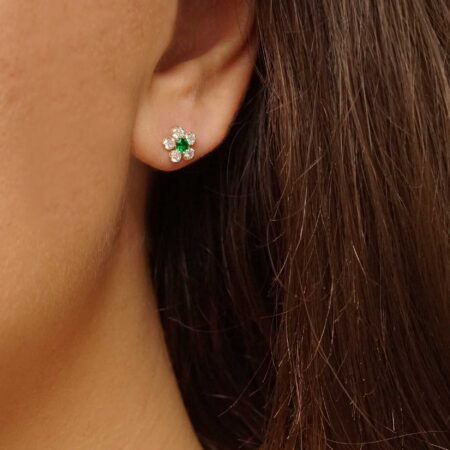 Χρυσά Σκουλαρίκια Λουλούδια 14 Καράτια Με Ζιργκόν