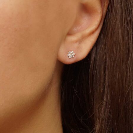 Χρυσά Σκουλαρίκια Ροζέτες 14 Καράτια Με Ζιργκόν