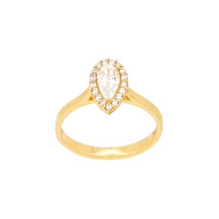 Χρυσό Δαχτυλίδι Ροζέτα Δάκρυ 14Κ