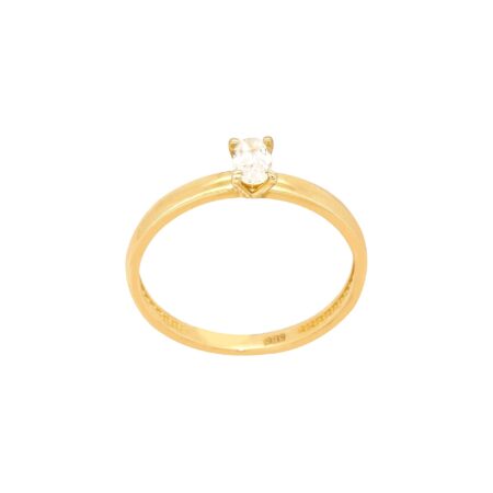 Χρυσό Οβάλ Δαχτυλίδι Μονόπετρο 14Κ Με Ζιργκόν