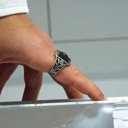 Δαχτυλίδι Ασημένιο Ανδρικό 925 Με Μαύρες Πέτρες Ζιργκόν