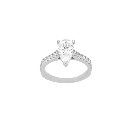 Δαχτυλίδι Μονόπετρο Δάκρυ Σε Ασήμι 925